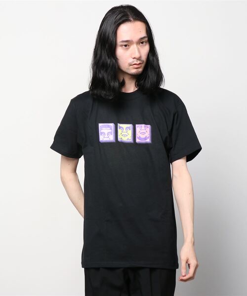 OBEY(オベイ)の「OBEY/オベイ 天竺 カラーアイコンロゴ入り Tシャツ(Tシャツ/カットソー・メンズ・ホワイト/ブラック・LARGE/MEDIUM)」の5枚目の写真