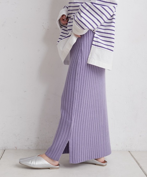 CIAOPANIC TYPY(チャオパニックティピー)の「▽ワイドリブIラインスカート(スカート・レディース・ブラック/オフホワイト/イエロー/バイオレット・ONE SIZE)」の3枚目の写真