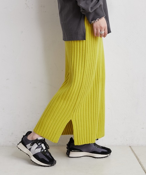 CIAOPANIC TYPY(チャオパニックティピー)の「▽ワイドリブIラインスカート(スカート・レディース・ブラック/オフホワイト/イエロー/バイオレット・ONE SIZE)」の4枚目の写真