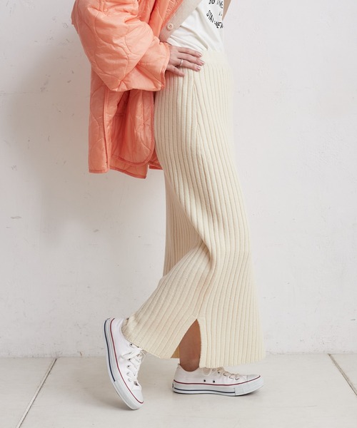 CIAOPANIC TYPY(チャオパニックティピー)の「▽ワイドリブIラインスカート(スカート・レディース・ブラック/オフホワイト/イエロー/バイオレット・ONE SIZE)」の7枚目の写真