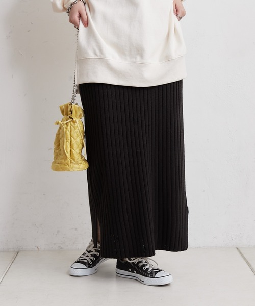 CIAOPANIC TYPY(チャオパニックティピー)の「▽ワイドリブIラインスカート(スカート・レディース・ブラック/オフホワイト/イエロー/バイオレット・ONE SIZE)」の13枚目の写真