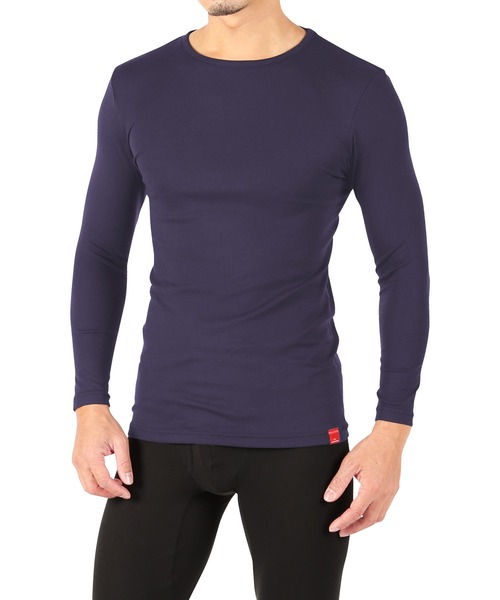 GUNZE(グンゼ)の「GUNZE グンゼ HOTMAGIC クルーネック&Vネック 薄手 9分袖シャツ ホットマジック 半端袖(Tシャツ/カットソー・メンズ・オフホワイト/ブラック系2/ネイビー系1/ネイビー系/ブラック/ホワイト系2・X-LARGE/MEDIUM/LARGE)」の5枚目の写真