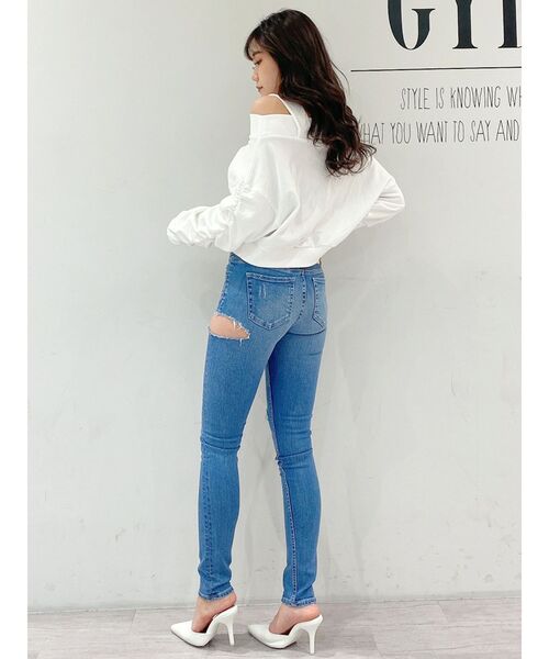 GYDA（ジェイダ）の「SIDE RIPPED スキニーデニムパンツ（デニムパンツ