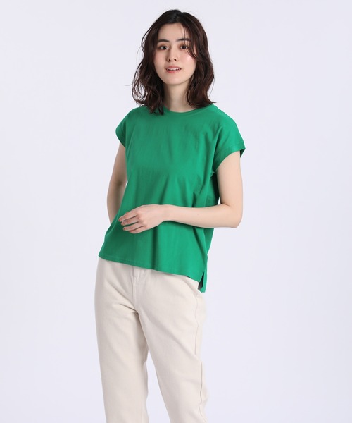 INED CLARO（イネドクラロ）の「フレンチスリーブカットトップス（Tシャツ/カットソー・レディース・オフホワイト/グリーン/サンドグレー/テラコッタ・フリー）」の4枚目の写真