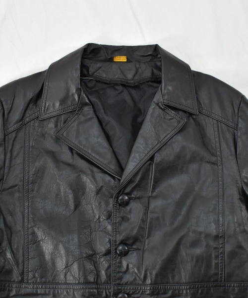 VINTAGE（ヴィンテージ）の「【ヴィンテージ古着】unknown レザージャケット ハーフコート（ブルゾン・メンズ・ブラック・42）」の3枚目の写真