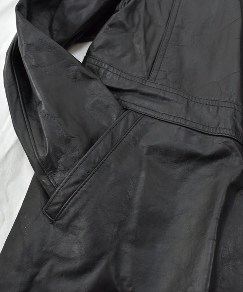 VINTAGE（ヴィンテージ）の「【ヴィンテージ古着】unknown レザージャケット ハーフコート（ブルゾン・メンズ・ブラック・42）」の2枚目の写真
