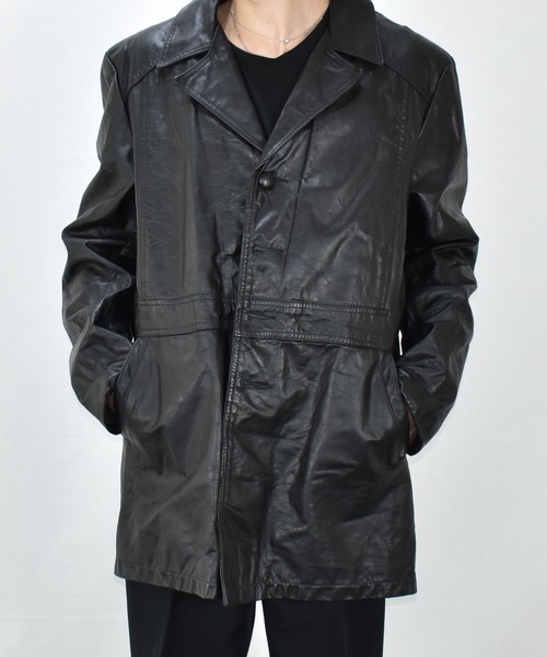 VINTAGE（ヴィンテージ）の「【ヴィンテージ古着】unknown レザージャケット ハーフコート（ブルゾン・メンズ・ブラック・42）」の5枚目の写真