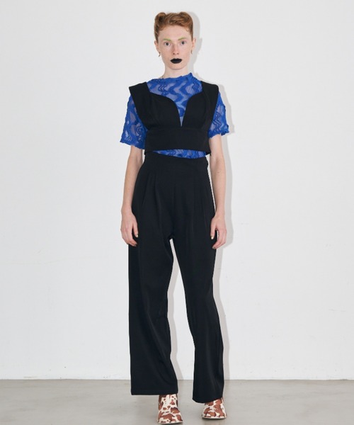 Solace（ソレイス）の「【入荷禁止】ビスチェ+タックパンツ/ 上下2点セット（サロペット/オーバーオール・レディース・チャコールグレー/ナチュラル/ブラック・FREE/MEDIUM/LARGE）」の5枚目の写真