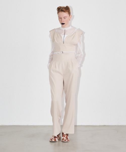 Solace（ソレイス）の「【入荷禁止】ビスチェ+タックパンツ/ 上下2点セット（サロペット/オーバーオール・レディース・チャコールグレー/ナチュラル/ブラック・FREE/MEDIUM/LARGE）」の7枚目の写真