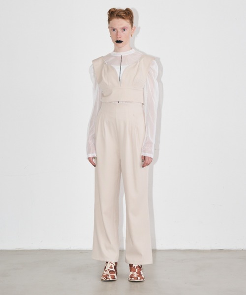 Solace（ソレイス）の「【入荷禁止】ビスチェ+タックパンツ/ 上下2点セット（サロペット/オーバーオール・レディース・チャコールグレー/ナチュラル/ブラック・FREE/MEDIUM/LARGE）」の9枚目の写真