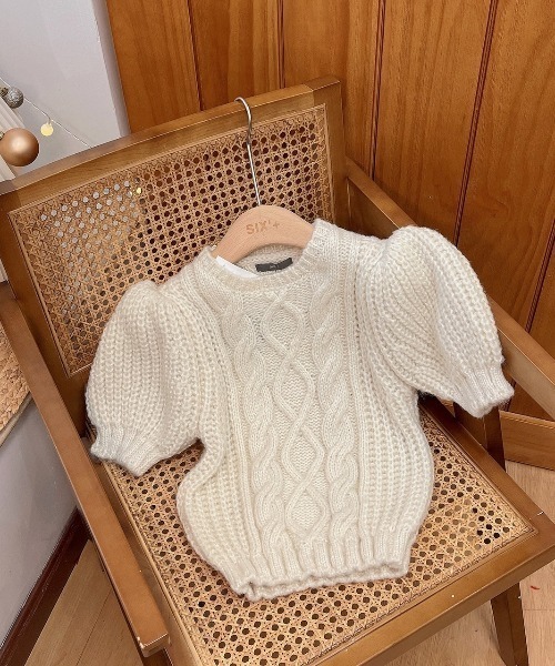 LAC-VERT（ラック・ヴェール）の「パフスリーブボリューム半袖ニット（ニット/セーター・レディース・グレー/ピンク/ホワイト/ベージュ・FREE）」の14枚目の写真