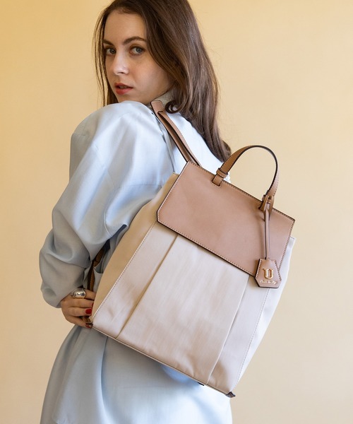 U（ユー）の「4ポケット 軽量 サカ ドゥ ア ラ モード ナイロンリュック（ビジネスバッグ・レディース・ネイビー/パープル系その他/ピンク/オレンジ/ベージュ/ボルドー/ブラック/ブラック系その他/キャメル/ブルー/アイボリー・FREE）」の21枚目の写真