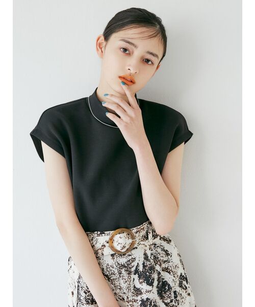 MURUA(ムルーア)の「スタンドネックフレンチスリーブトップス(Tシャツ/カットソー・レディース・ホワイト/ブラック/モカ・FREE)」の22枚目の写真