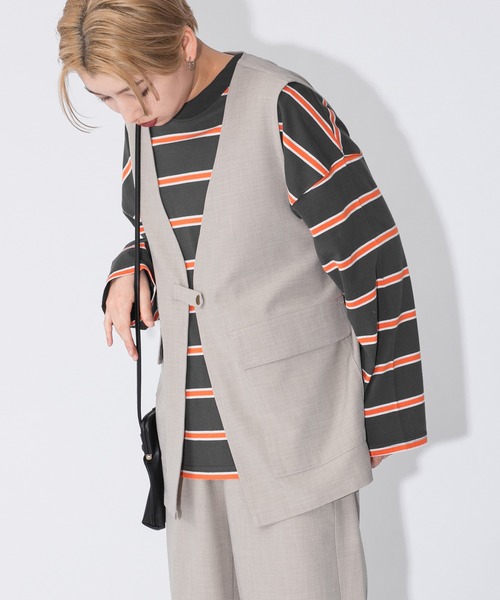 kutir(クティール)の「ボーダーロンT(Tシャツ/カットソー・レディース・チャコールグレー/ブラック/サックスブルー/ライトグリーン/キャメル・FREE)」の11枚目の写真