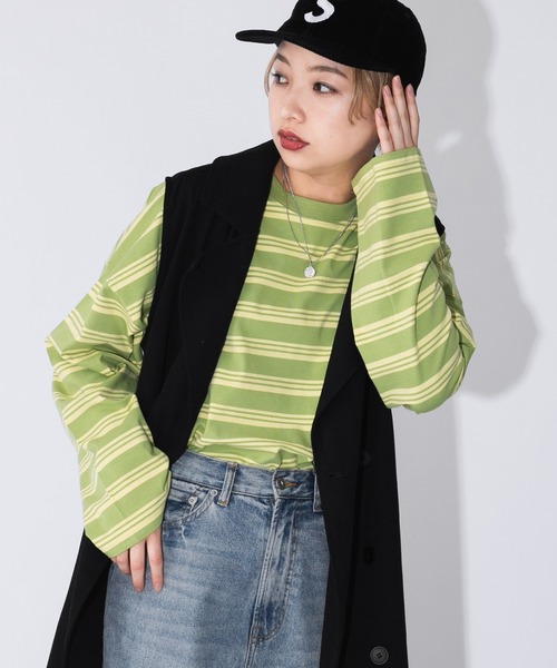 kutir(クティール)の「ボーダーロンT(Tシャツ/カットソー・レディース・チャコールグレー/ブラック/サックスブルー/ライトグリーン/キャメル・FREE)」の17枚目の写真