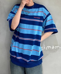 【Snap club】 カラーマルチボーダー ビックシルエット アソートサマーニット/半袖ニット