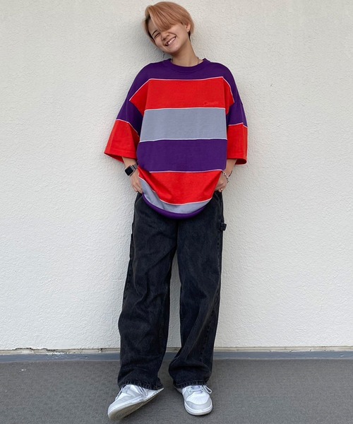 セール】【Snap club】 カラーマルチボーダー ビックシルエット