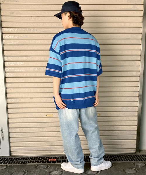 molli　モリ　マルチカラーニット　23SS ニットコレクション　半袖　サマー バイカラー サマーニット レディース半袖[品番：II000010389