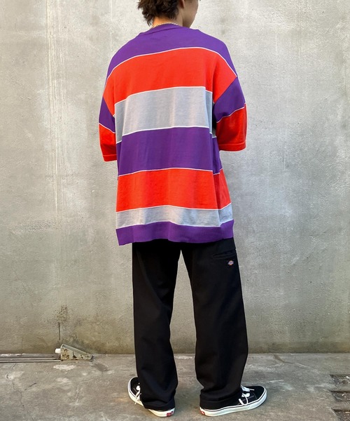 Snap club（スナップクラブ）の「【Snap club】 カラーマルチボーダー ビックシルエット アソートサマーニット/半袖ニット（ニット/セーター・メンズ・ブルー/グリーン/パープル系/イエロー系・M/L）」の9枚目の写真