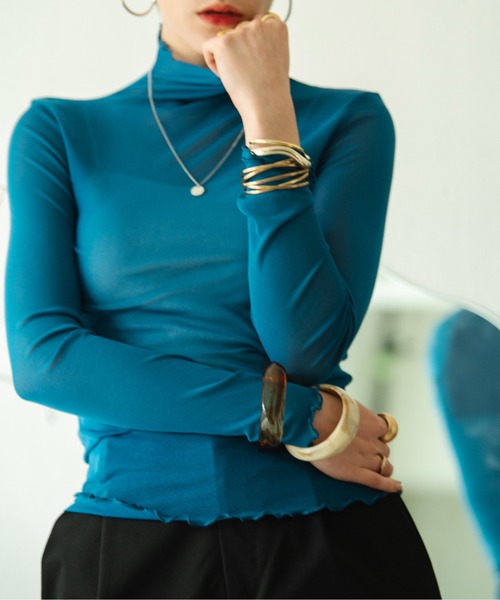 HANNE（アン）の「シースルーカットソー（Tシャツ/カットソー・レディース・ホワイト/ブラック/ピンク/ブルー/グリーン・フリー）」の17枚目の写真