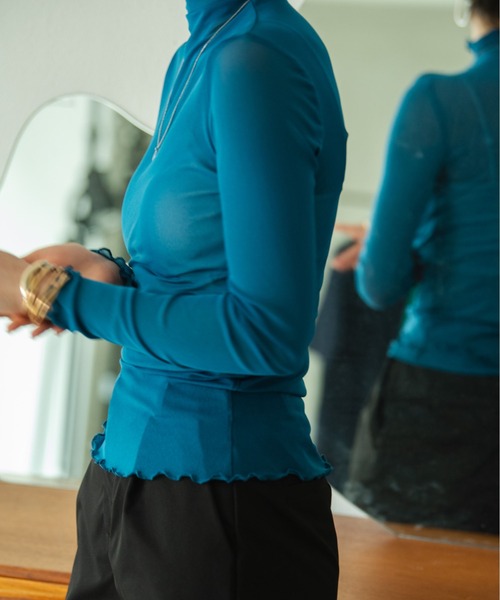 HANNE（アン）の「シースルーカットソー（Tシャツ/カットソー・レディース・ホワイト/ブラック/ピンク/ブルー/グリーン・フリー）」の15枚目の写真