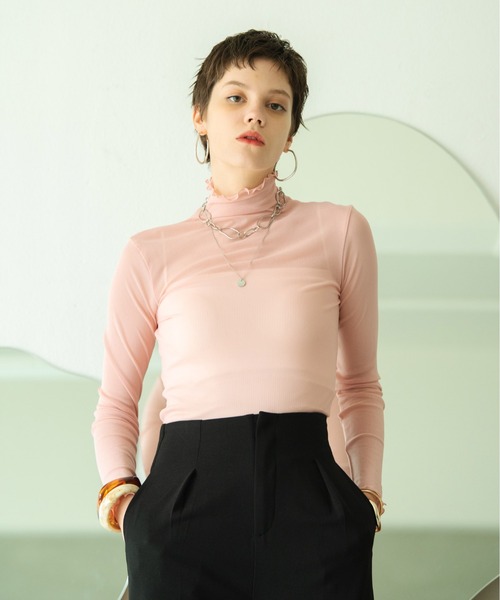 HANNE（アン）の「シースルーカットソー（Tシャツ/カットソー・レディース・ホワイト/ブラック/ピンク/ブルー/グリーン・フリー）」の21枚目の写真