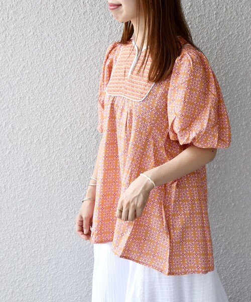 SHIPS any(シップス エニィ)の「SHIPS any:〈手洗い可能〉Paris Authentique サラサ ブラウス(シャツ/ブラウス・レディース・ネイビー/オレンジ・ONE SIZE)」の12枚目の写真