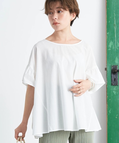earth music&ecology(アースミュージックアンドエコロジー)の「2way袖フリルプルオーバー(シャツ/ブラウス・レディース・テラコッタ/オフホワイト/オリーブ・FREE)」の1枚目の写真