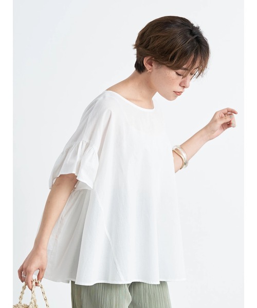 earth music&ecology(アースミュージックアンドエコロジー)の「2way袖フリルプルオーバー(シャツ/ブラウス・レディース・テラコッタ/オフホワイト/オリーブ・FREE)」の4枚目の写真
