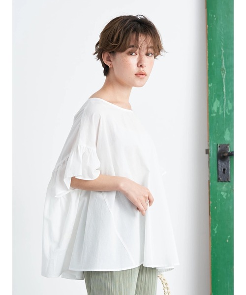 earth music&ecology(アースミュージックアンドエコロジー)の「2way袖フリルプルオーバー(シャツ/ブラウス・レディース・テラコッタ/オフホワイト/オリーブ・FREE)」の5枚目の写真