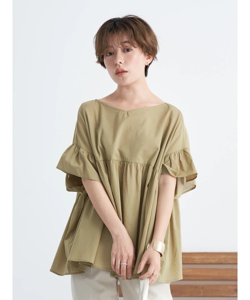 earth music&ecology(アースミュージックアンドエコロジー)の「2way袖フリルプルオーバー(シャツ/ブラウス・レディース・テラコッタ/オフホワイト/オリーブ・FREE)」の19枚目の写真