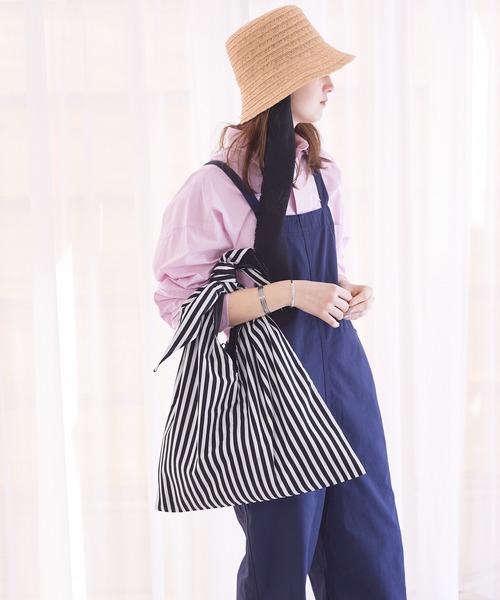 HOLLINGWORTH COUNTRY OUTFITTERS(ホリングワース カントリーアウトフィッターズ)の「【Country Outfitters】 ストライプトート(トートバッグ・レディース・ブラック/ネイビー・フリー)」の2枚目の写真