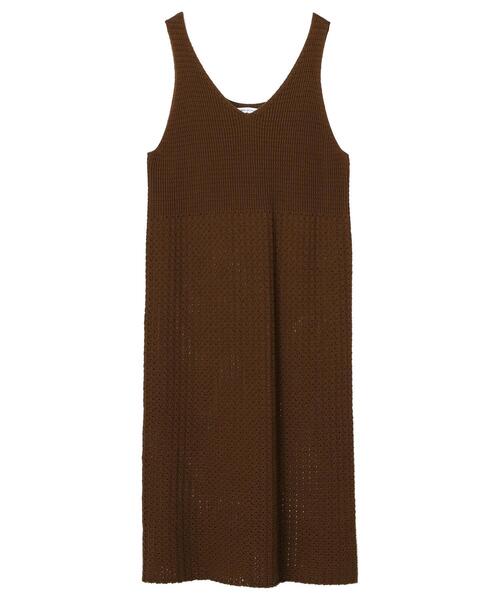 新品◇定価¥90300◼️HACHE アッシュ ニットチュニック NVワンピース セール】透かし編みニットキャミワンピース（ワンピース