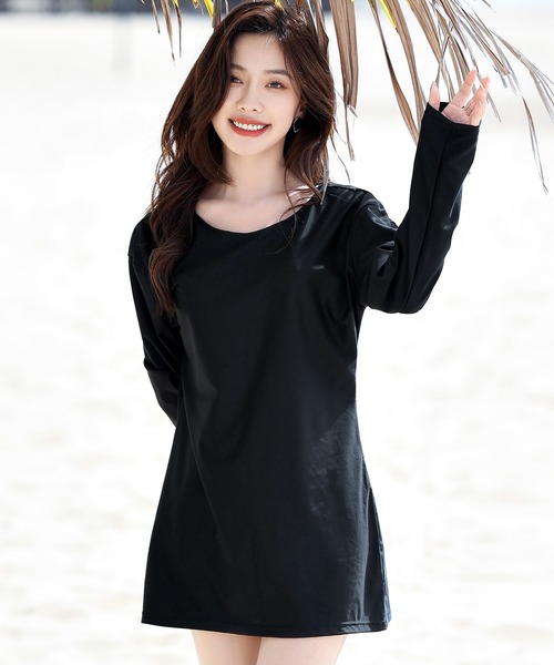 TeddyShop（テディショップ）の「【UVカット率 99%以上】レディース ドロップショルダーバックリボン長袖ラッシュガード 水陸両用 水着体型カバー【WEB限定】（ラッシュガード・レディース・ブラック/カーキ/ホワイト/ブラウン/ダークブラウン/モカ/ブラック系その他/ブルー系その他・XL/L/M/S/3L/4L）」の11枚目の写真