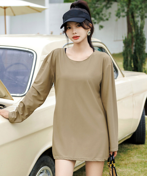 TeddyShop（テディショップ）の「【UVカット率 99%以上】レディース ドロップショルダーバックリボン長袖ラッシュガード 水陸両用 水着体型カバー【WEB限定】（ラッシュガード・レディース・ブラック/カーキ/ホワイト/ブラウン/ダークブラウン/モカ/ブラック系その他/ブルー系その他・XL/L/M/S/3L/4L）」の17枚目の写真