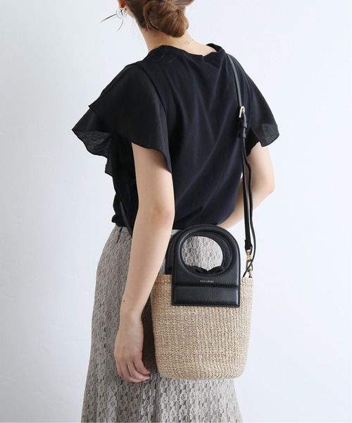 ヴィオラドーロ　アバカレザーコンビバッグ VIOLAd'ORO/ヴィオラドーロ】アバカ*レザーコンビBAG