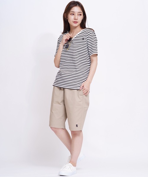 GIORDANO（ジョルダーノ）の「[GIORDANO] ライオン刺繍Vネック半袖Tシャツ（Tシャツ/カットソー・レディース・ホワイト/ライトピンク/ホワイト系その他/カーキ/ブラック・SMALL/MEDIUM/LARGE/X-LARGE）」の18枚目の写真