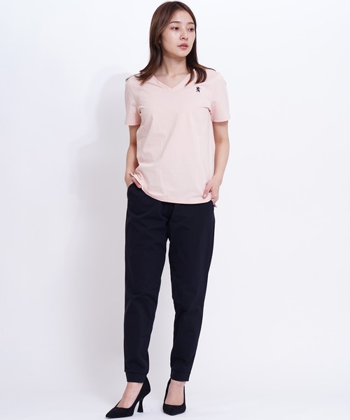 GIORDANO（ジョルダーノ）の「[GIORDANO] ライオン刺繍Vネック半袖Tシャツ（Tシャツ/カットソー・レディース・ホワイト/ライトピンク/ホワイト系その他/カーキ/ブラック・SMALL/MEDIUM/LARGE/X-LARGE）」の15枚目の写真