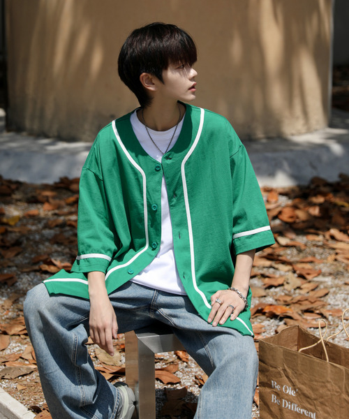 neos(ネオス)の「【neos -addictive design-】ビッグシルエット ライン ベースボール シャツ(シャツ/ブラウス・メンズ・ブラック/ホワイト/ブルーグレー/グリーン・LARGE/MEDIUM/X-LARGE)」の8枚目の写真