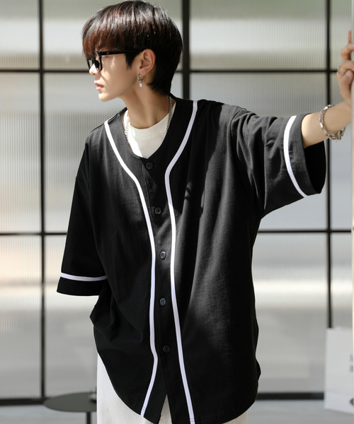 neos(ネオス)の「【neos -addictive design-】ビッグシルエット ライン ベースボール シャツ(シャツ/ブラウス・メンズ・ブラック/ホワイト/ブルーグレー/グリーン・LARGE/MEDIUM/X-LARGE)」の10枚目の写真