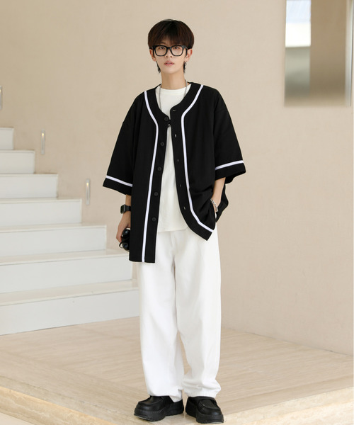 neos(ネオス)の「【neos -addictive design-】ビッグシルエット ライン ベースボール シャツ(シャツ/ブラウス・メンズ・ブラック/ホワイト/ブルーグレー/グリーン・LARGE/MEDIUM/X-LARGE)」の11枚目の写真