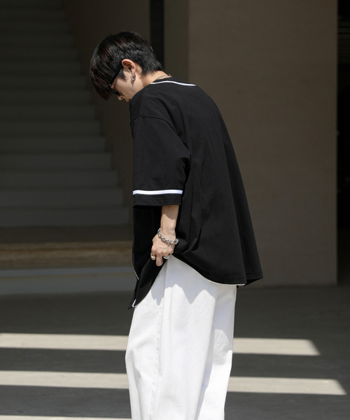 neos(ネオス)の「【neos -addictive design-】ビッグシルエット ライン ベースボール シャツ(シャツ/ブラウス・メンズ・ブラック/ホワイト/ブルーグレー/グリーン・LARGE/MEDIUM/X-LARGE)」の13枚目の写真