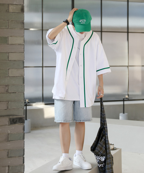 neos(ネオス)の「【neos -addictive design-】ビッグシルエット ライン ベースボール シャツ(シャツ/ブラウス・メンズ・ブラック/ホワイト/ブルーグレー/グリーン・LARGE/MEDIUM/X-LARGE)」の16枚目の写真
