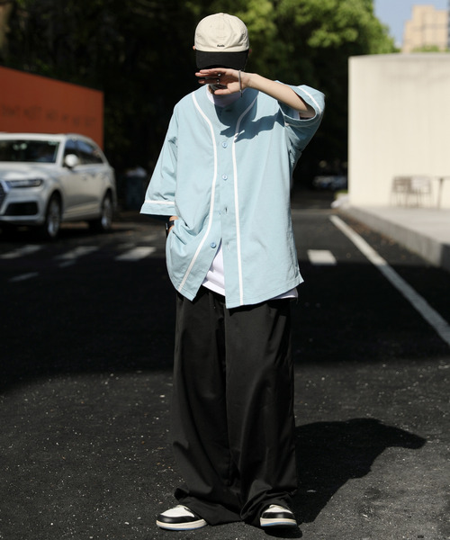 neos(ネオス)の「【neos -addictive design-】ビッグシルエット ライン ベースボール シャツ(シャツ/ブラウス・メンズ・ブラック/ホワイト/ブルーグレー/グリーン・LARGE/MEDIUM/X-LARGE)」の21枚目の写真