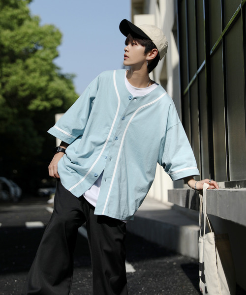 neos(ネオス)の「【neos -addictive design-】ビッグシルエット ライン ベースボール シャツ(シャツ/ブラウス・メンズ・ブラック/ホワイト/ブルーグレー/グリーン・LARGE/MEDIUM/X-LARGE)」の22枚目の写真