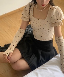 Jasmine Grandiflorum（ジャスミングランディフローラム）の「【Jasmine】アームカバーセットフレンチガーリーハート柄Tシャツ（シャツ/ブラウス・レディース）」
