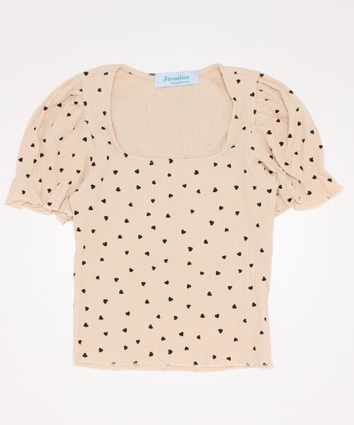 Jasmine Grandiflorum(ジャスミングランディフローラム)の「【Jasmine】アームカバーセットフレンチガーリーハート柄Tシャツ(シャツ/ブラウス・レディース・ベージュ・MEDIUM/SMALL)」の3枚目の写真