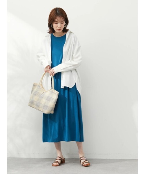 Green　Parks（グリーンパークス）の「汗染み防止 フレンチスリーブワンピース（ワンピース・レディース・グレー/ブルー/グリーン・FREE）」の9枚目の写真