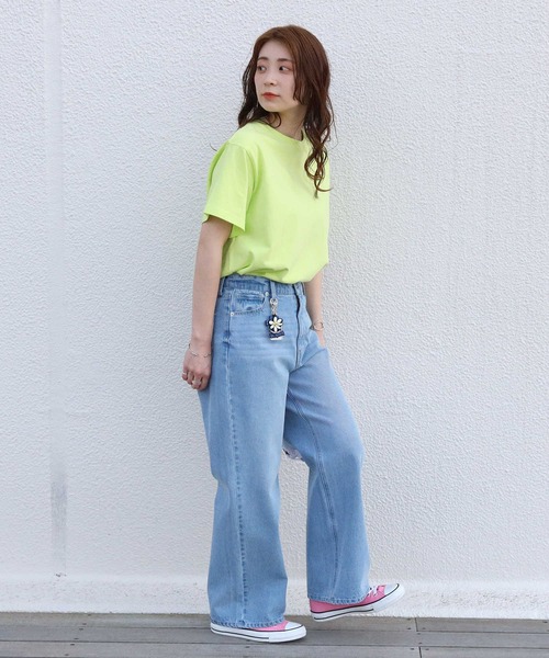 HONEYSUCKLE ROSE（ハニーサックルローズ）の「【HONEYSUCKLE ROSE】カラースリットビッグＴシャツ（Tシャツ/カットソー・レディース・パープル/ピンク/ライム・S/M/L）」の10枚目の写真