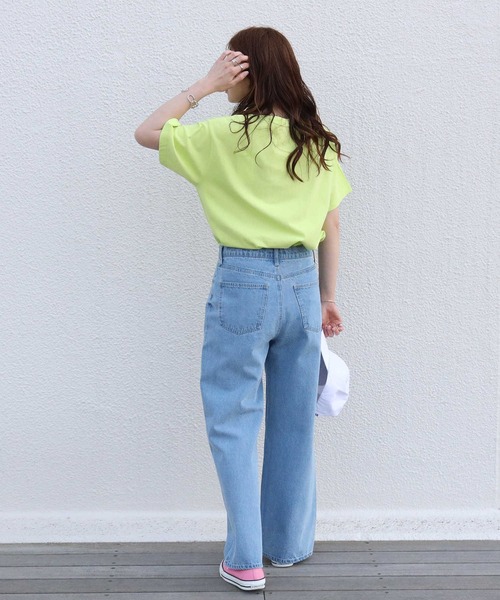 HONEYSUCKLE ROSE（ハニーサックルローズ）の「【HONEYSUCKLE ROSE】カラースリットビッグＴシャツ（Tシャツ/カットソー・レディース・パープル/ピンク/ライム・S/M/L）」の11枚目の写真